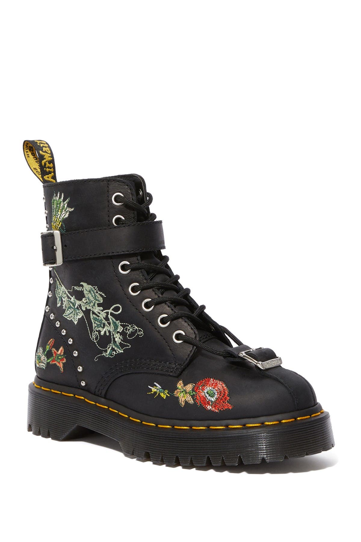 rose embroidered combat boots