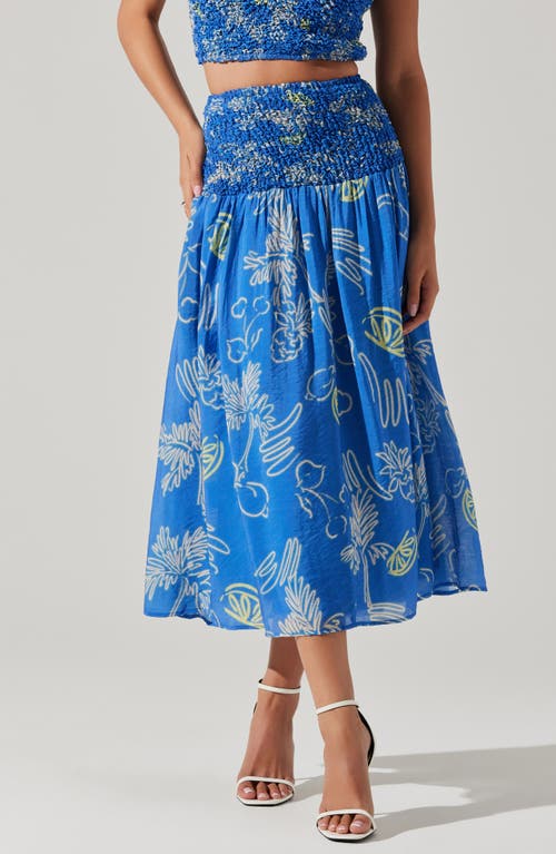 Shop Astr The Label Tropical Print A-line Skirt In Blue Lemon Print