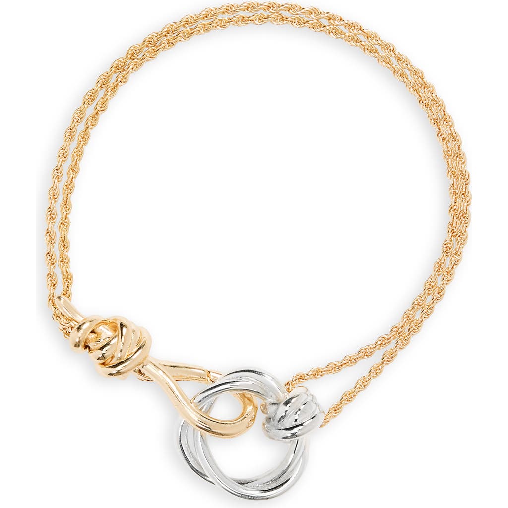 Bottega Veneta Knot Chain Bracelet In Silver/yellow Gold