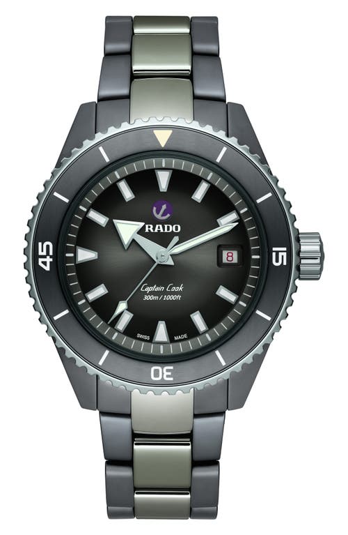 RADO Captain Cook Diver High Tech Ceramic Automatic Bracelet Watch, 43mm in Grey at Nordstrom
