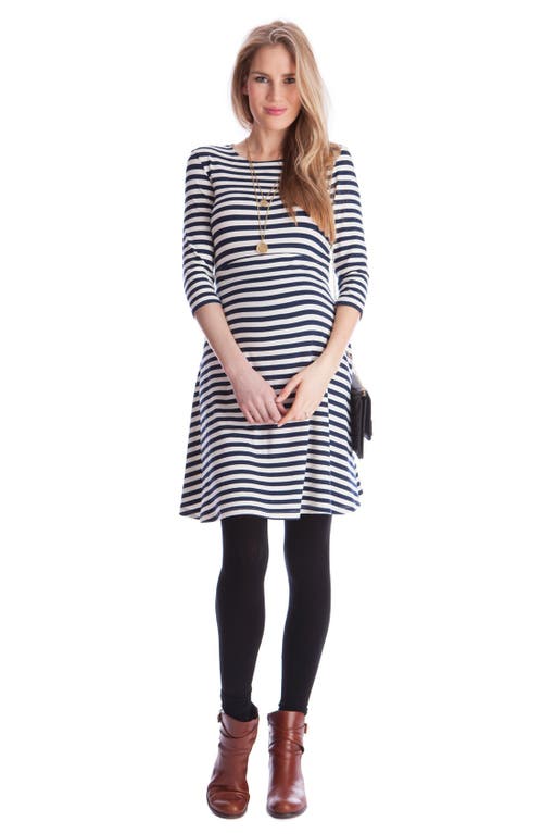 Seraphine Stripe Nursing Dress In Navy
