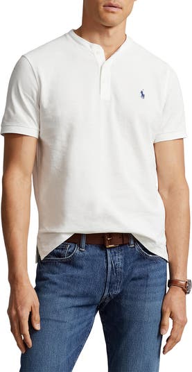 Cotton mesh henley shop shirt