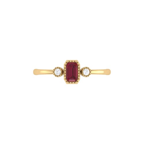 Shop Luvmyjewelry Emerald Cut Ruby & Diamond Birthstone Ring In Yellow Gold