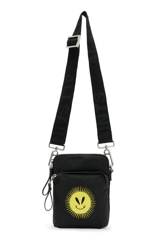 Shop Allsaints Falcon Sun Smirk Canvas Pouch Bag In Black