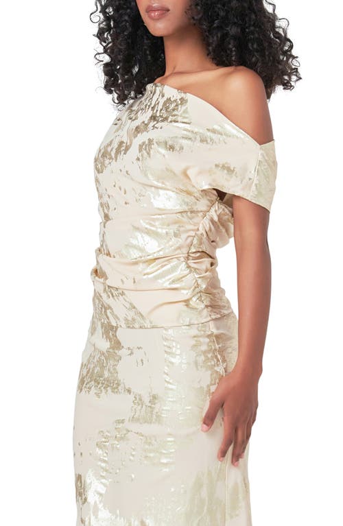 Endless Rose Foil Print One-shoulder Top In Ivory