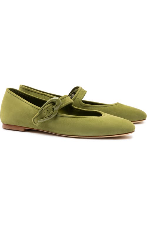 Larroude Verona Suede Mary Jane Ballerina Flats In Seaweed
