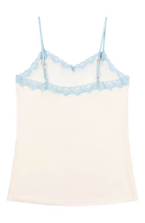 Uwila Warrior Soft Silk Lace Trim Camisole In Winter White/sky Blue