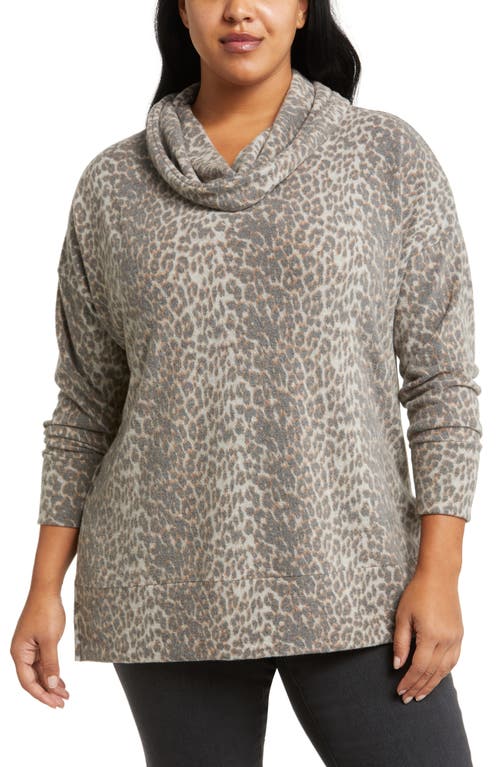 Loveappella Cowl Neck Tunic In Gray/charcoal