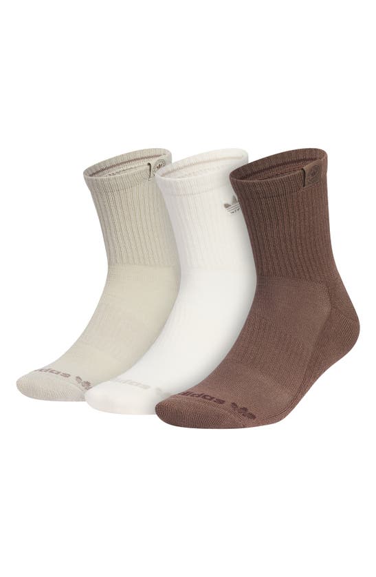 Shop Adidas Originals 3-pack Assorted Gender Inclusive Socks In Earth Brown/ White/ Beige