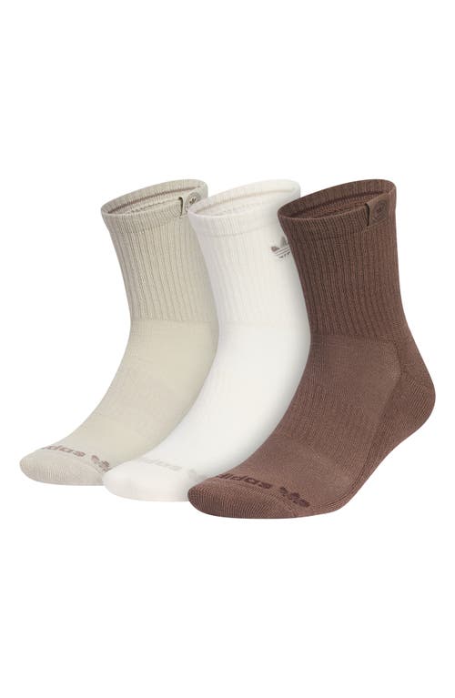 adidas 3-Pack Assorted Gender Inclusive Socks Earth Brown/White/Beige at Nordstrom,