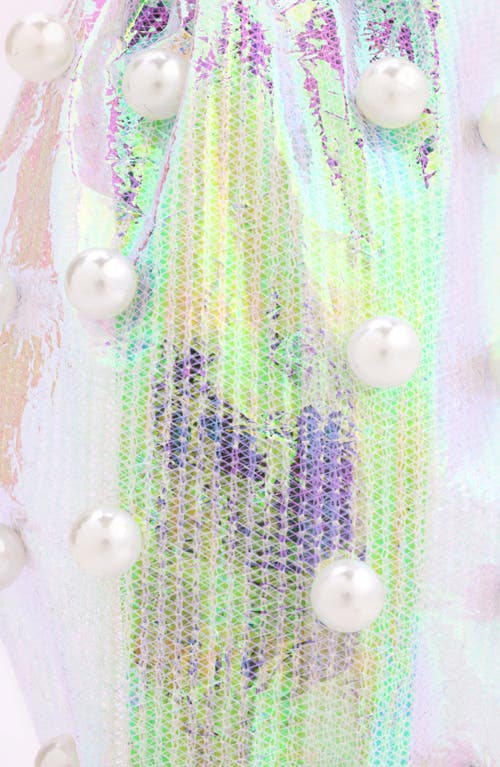 Shop Cara Imitation Pearl Iridescent Headband In Silver