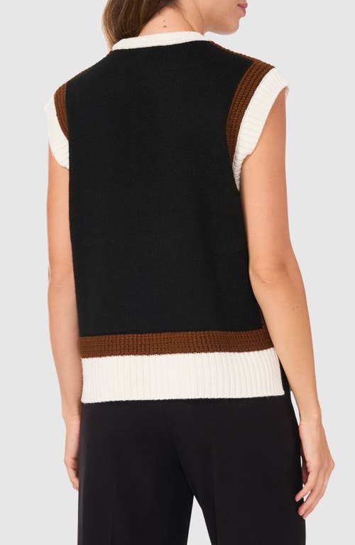 Shop Halogenr Halogen(r) Colorblock Crewneck Sweater Vest In Rich Black