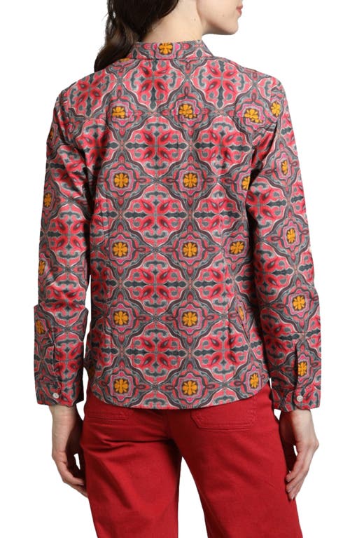 Shop Apny Print Poplin Button-up Shirt In Red Multi