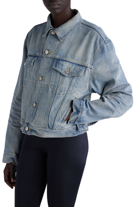 Shop Balenciaga Nonstretch Denim Trucker Jacket In Outback Blue