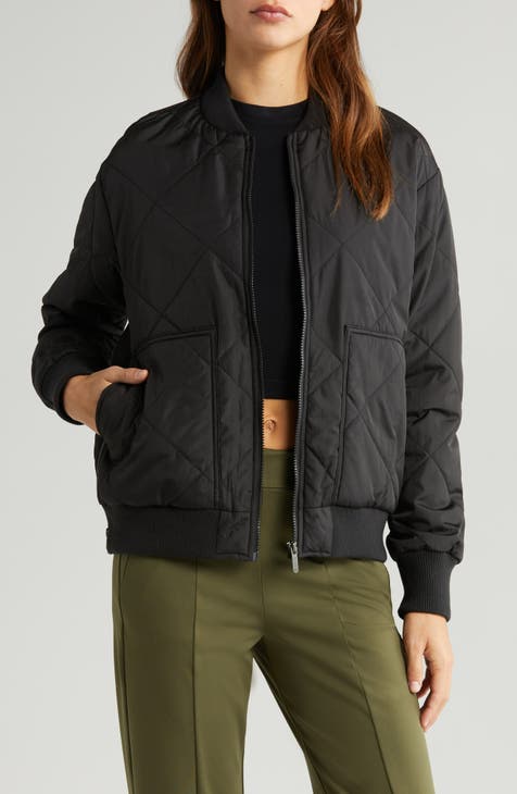 Quilted Side Zip Bomber Jacket