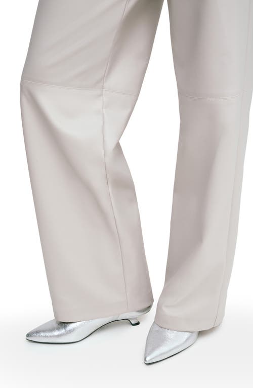 Marcella Julien High Waist Faux Leather Wide Leg Pants In Bone