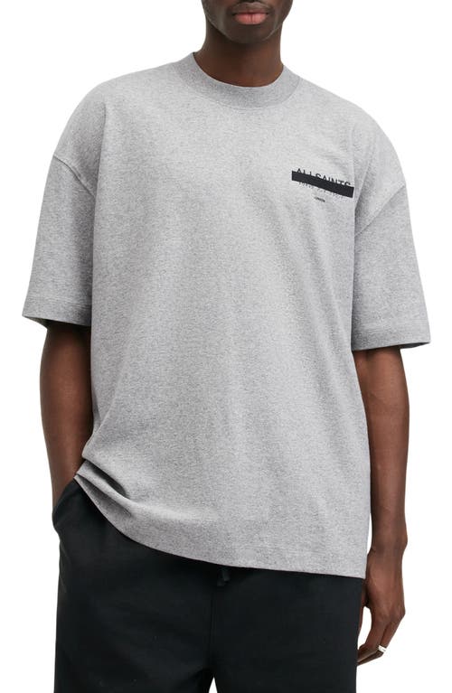 Shop Allsaints Redact Embroidered Graphic T-shirt In Grey Marl