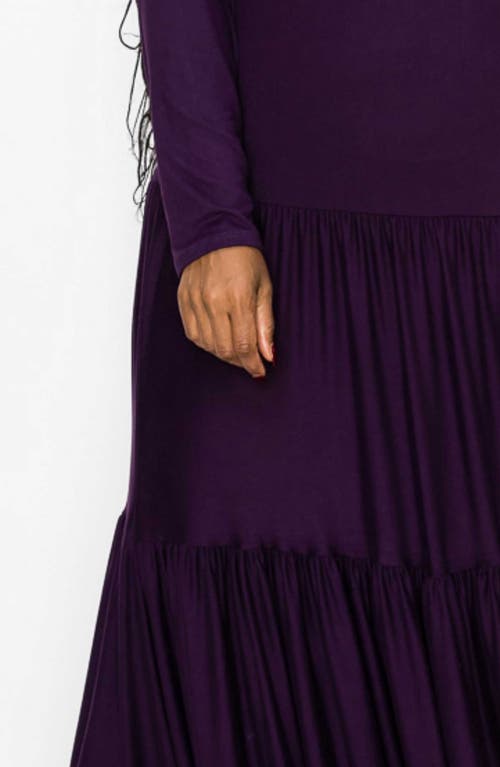 L I V D Long Sleeve Maxi Dress In Eggplant