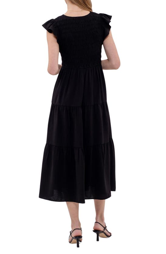Shop Blu Pepper Flutter Sleeve Midi Dress In Black