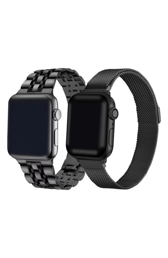 Shop The Posh Tech Assorted 2-pack Stainless Steel Apple Watch® Watchbands In Black