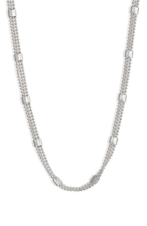 Triple Ball Chain Station Necklace in Rhodium