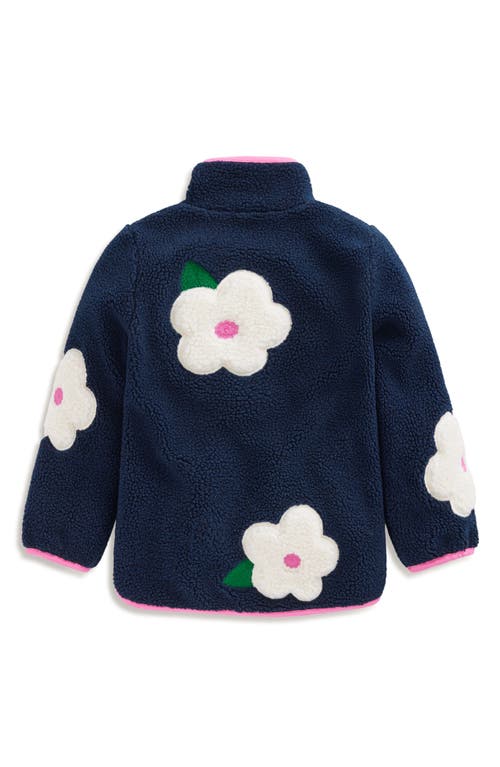 Shop Mini Boden Kids' Fleece Jacket In College Navy Floral