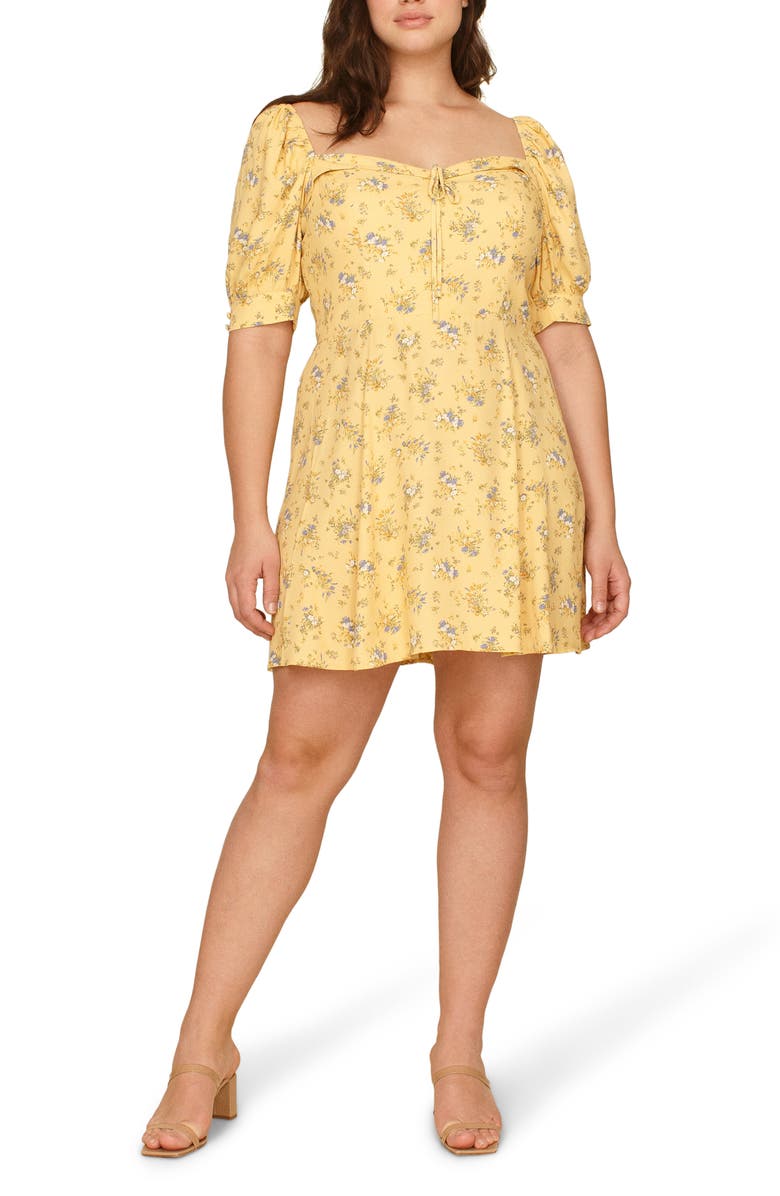 REFORMATION Lillet Floral Print Minidress, Main, color, FELICITY
