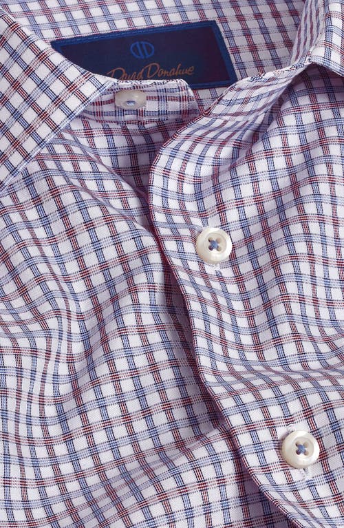 Shop David Donahue Regular Fit Check Cotton Dobby Dress Shirt In Blue/merlot