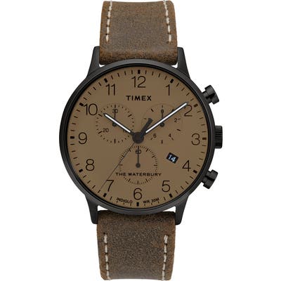 Timex Waterbury Chronograph Leather Strap Watch, 40Mm
