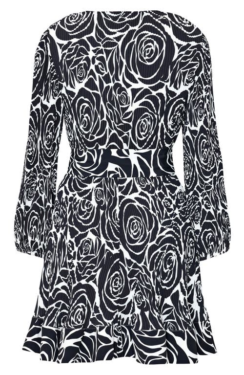 Shop Milly Liv Black Rose Print Long Sleeve Minidress