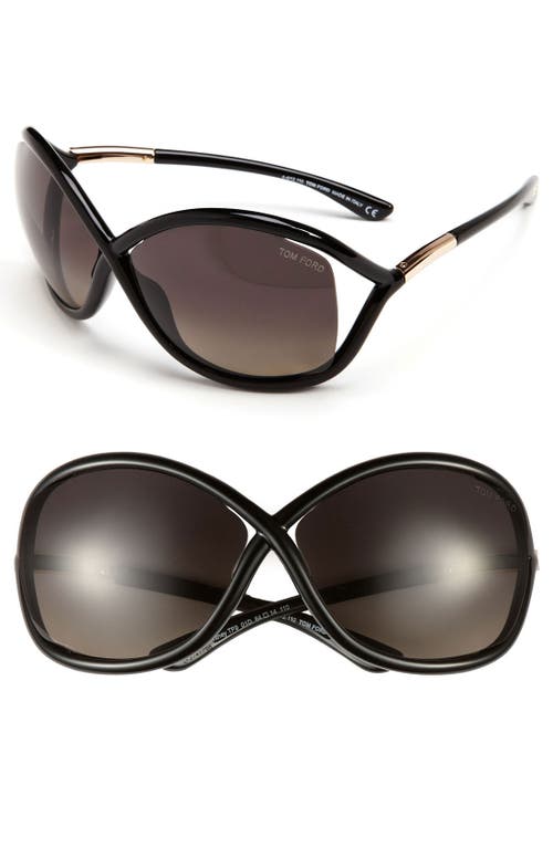 Tom Ford 'Whitney' 64mm Polarized Sunglasses in Shiny Black