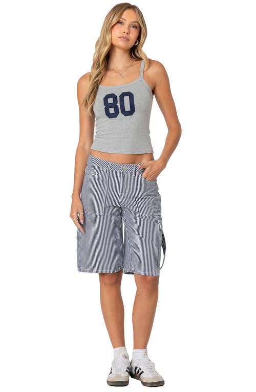 Shop Edikted '80s Babe Appliqué Cotton Crop Tank Top In Gray-melange