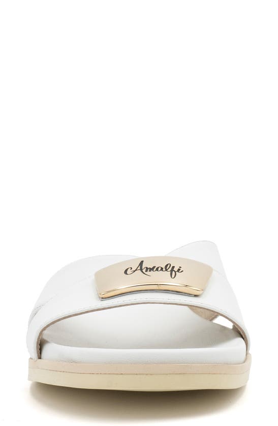 Amalfi By Rangoni Bardolino Slide Sandal In White Parmasoft Gold Hardware