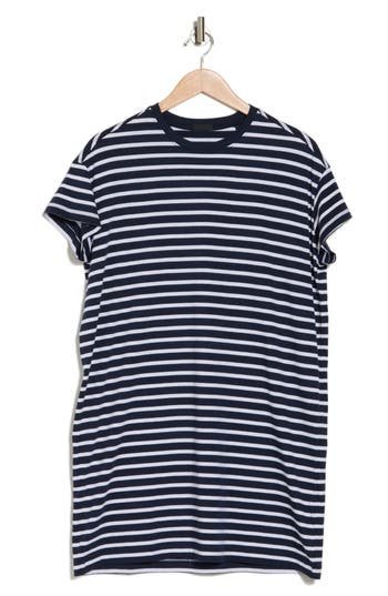 Shop Atm Anthony Thomas Melillo Stripe Crewneck T-shirt Minidress In Navy/white Stripe