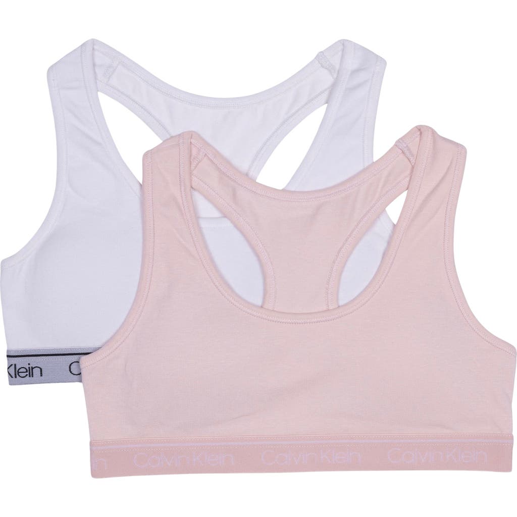 Shop Calvin Klein Kids' Assorted 2-pack Racerback Bras In Crystal Pink/white