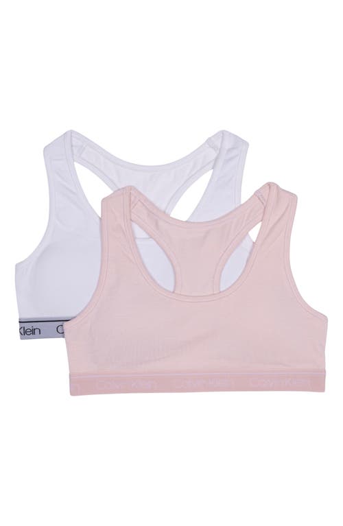 Shop Calvin Klein Kids' Assorted 2-pack Racerback Bras In Crystal Pink/white