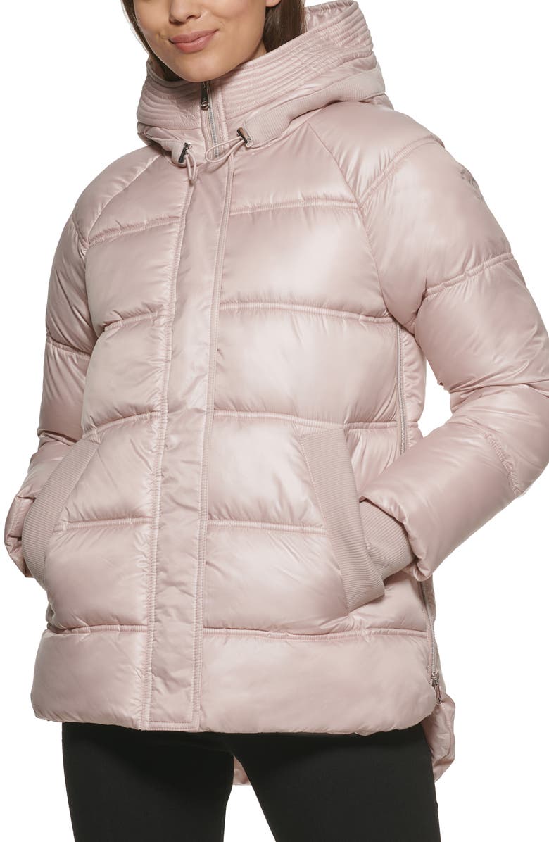 KENNETH COLE NEW YORK Cire Hooded Puffer Jacket, Main, color, ROSE DUST