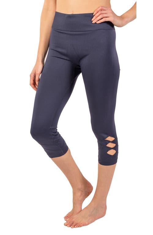 Shop Body Beautiful Cutout Hem Crop Leggings In Navy