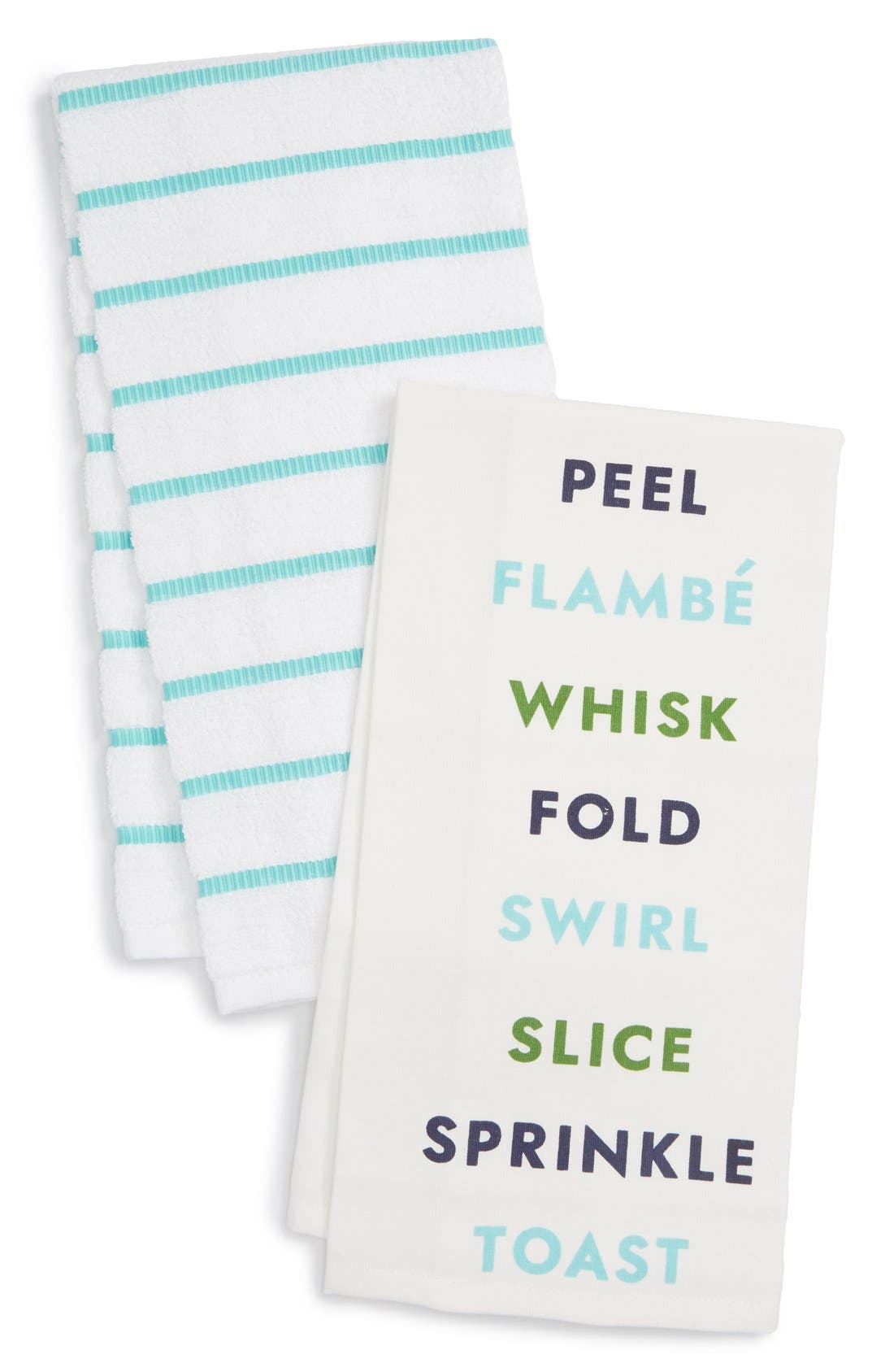 kate spade new york 'all in good taste swirl/stripe' kitchen towels