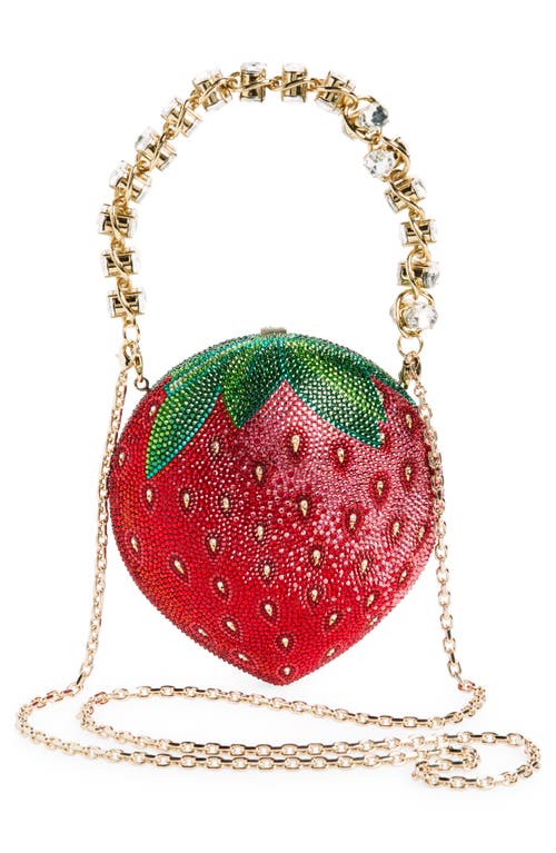 Shop Judith Leiber Couture Crystal Embellished Strawberry Clutch In Silver Light Siam Multi