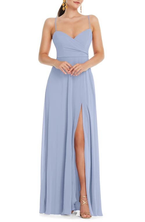 LOVELY Strappy High Slit Chiffon Gown in Sky Blue