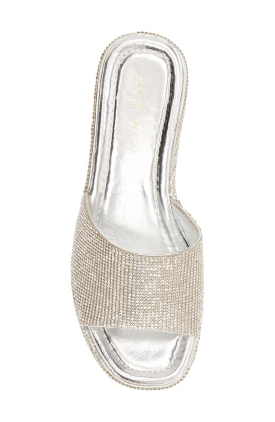 Shop Azalea Wang Arrow Platform Wedge Slide Sandal In Silver