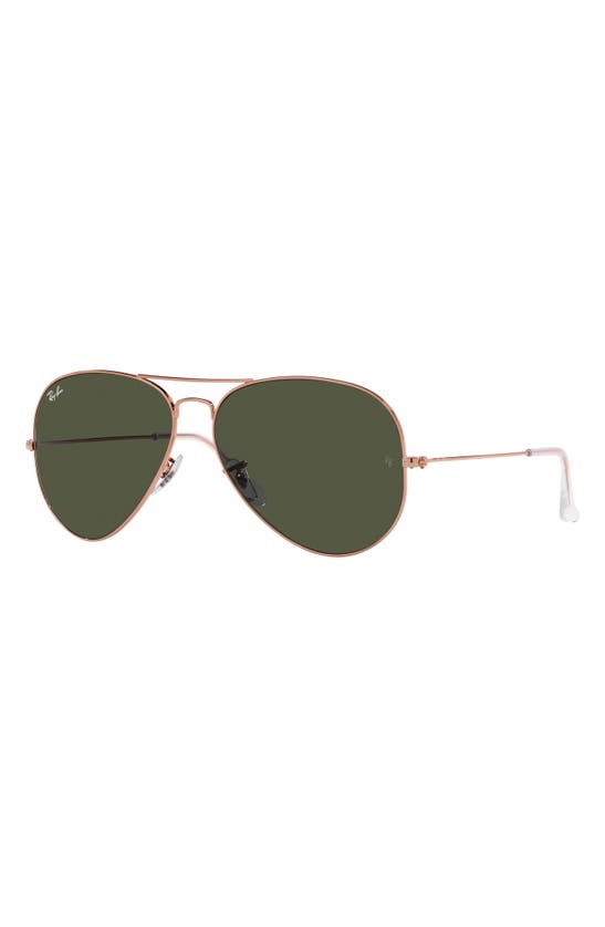 Shop Ray Ban Ray-ban Large Original 62mm Aviator Sunglasses In Rose Gold