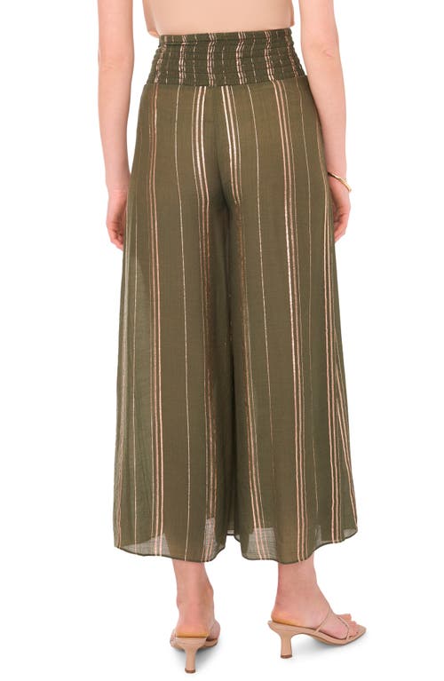 Shop Vince Camuto Smocked Waist Wide Leg Pants In Olive Moss