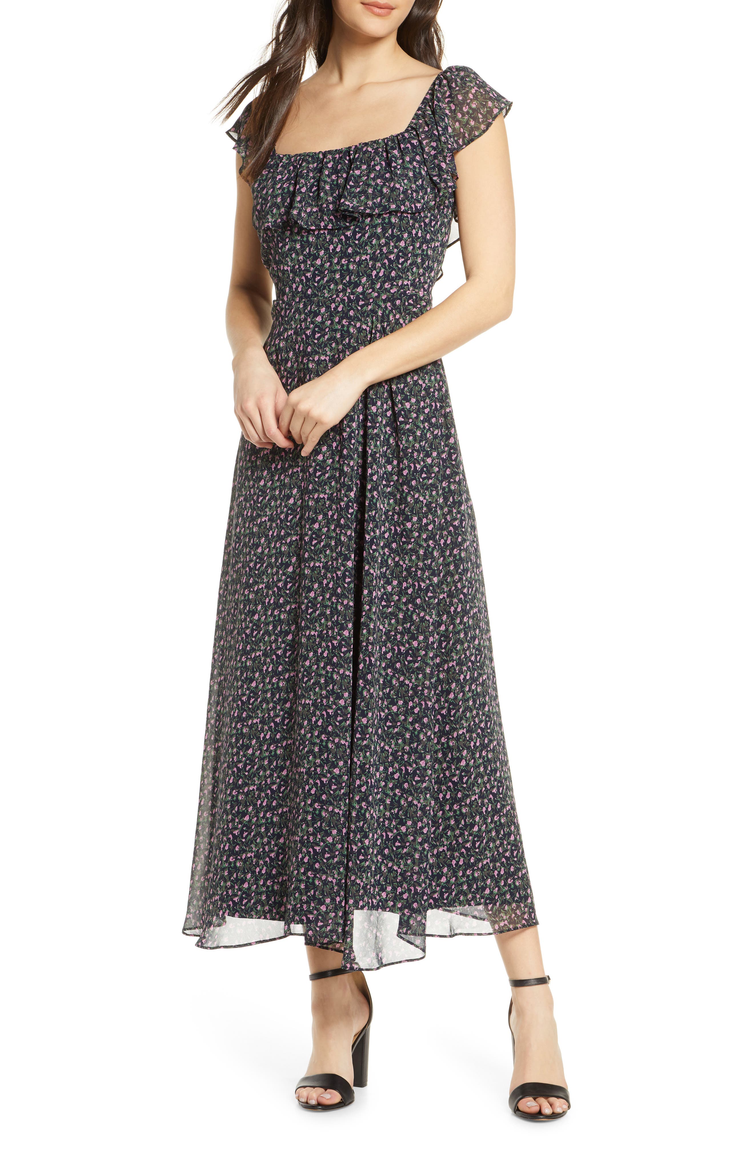 ditsy print maxi dress