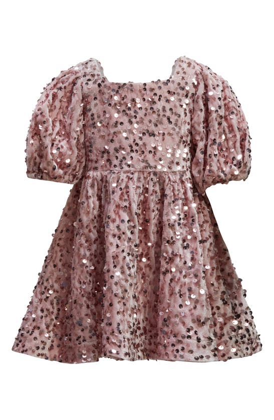 Shop Bardot Kids' Giulia Sequin Strech Velvet Party Dress In Pink Sequin