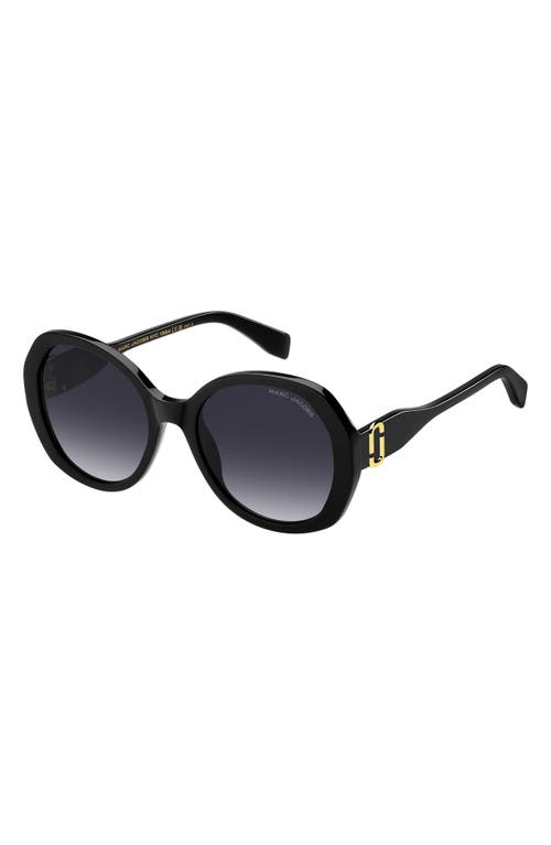Marc Jacobs Marc 763s Acetate Oval Sunglasses In Black/dark Grey