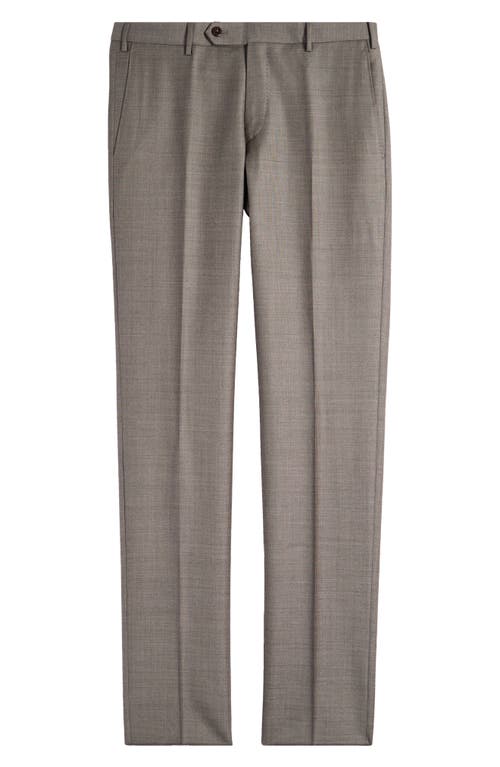 Shop Zanella Parker Classic Wool Sharkskin Dress Pants In Tobacco