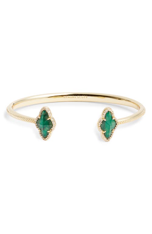 Kendra Scott Abbie Pave Frame Cuff Bracelet in Gold Green Illusion 