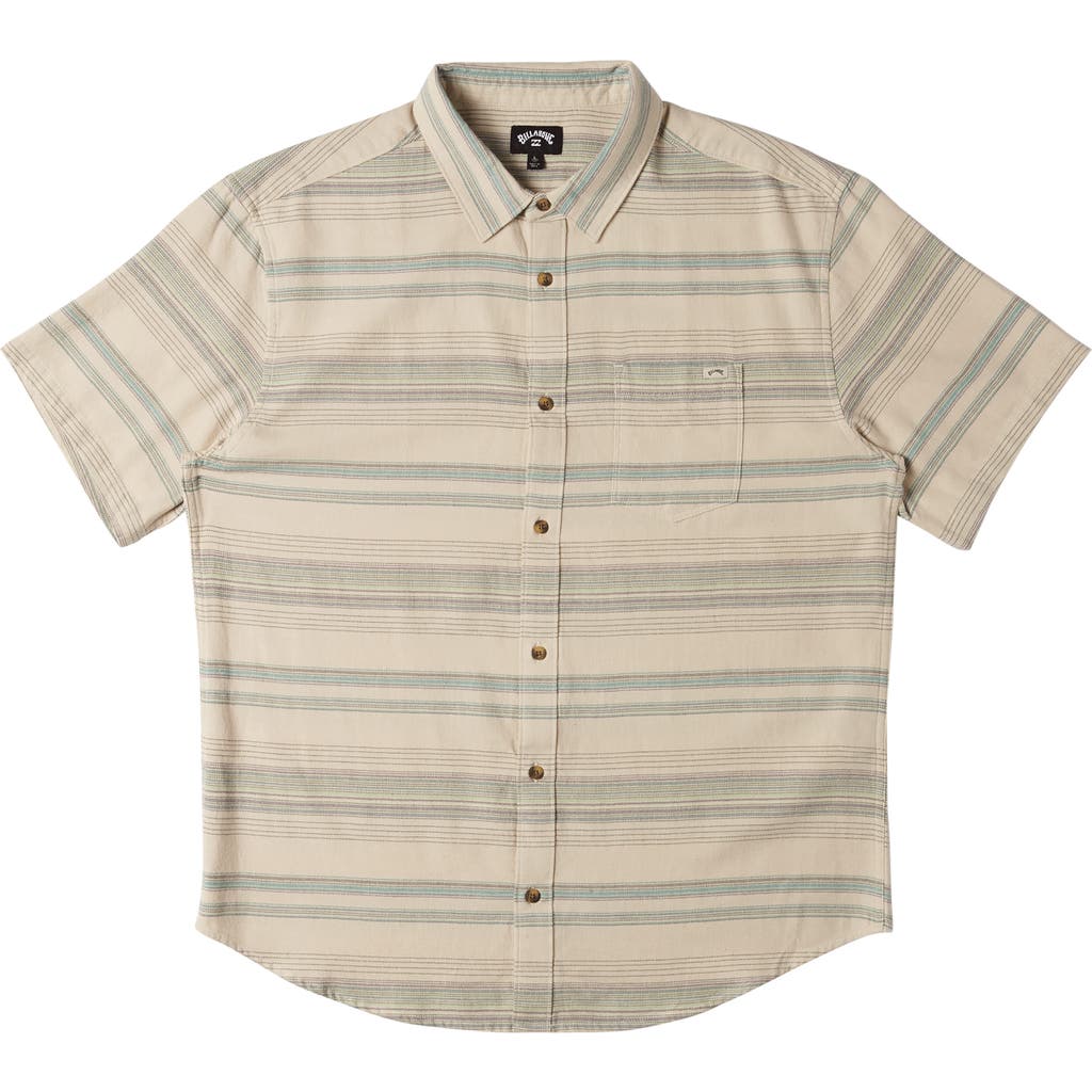Billabong Kids' All Day Stripe Short Sleeve Button-up Shirt In Neutral